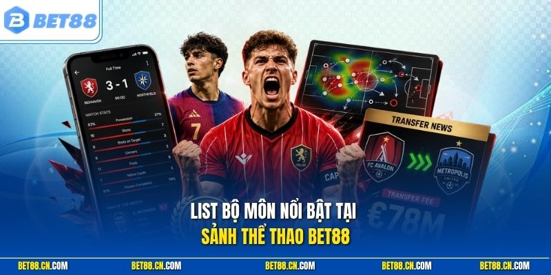 List bộ môn nổi bật tại sảnh thể thao Bet88