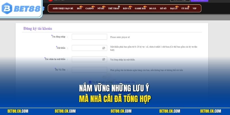 Nắm vững những lưu ý mà nhà cái đã tổng hợp