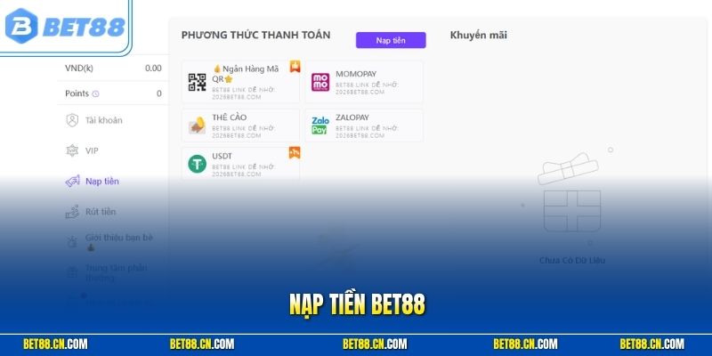 Nạp Tiền BET88 An Toàn – Những Cổng Thanh Toán Mới Nhất 2026