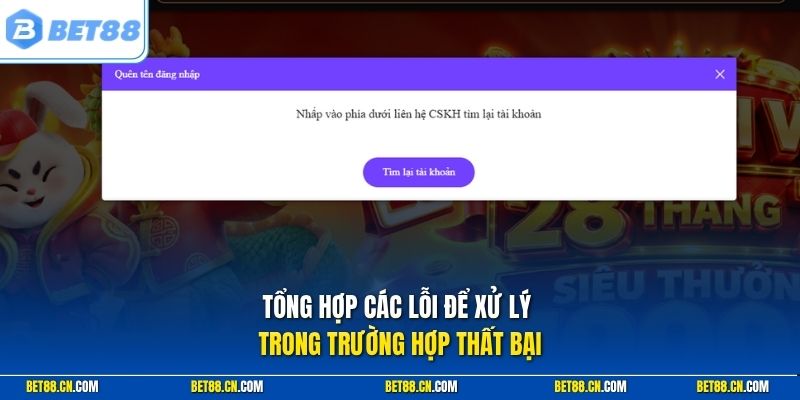Tổng hợp các lỗi để xử lý trong trường hợp thất bại