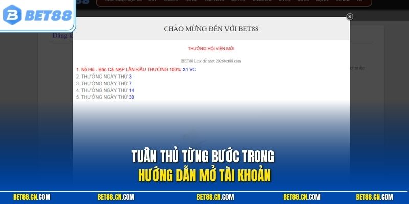 Tuân thủ từng bước trong hướng dẫn mở tài khoản
